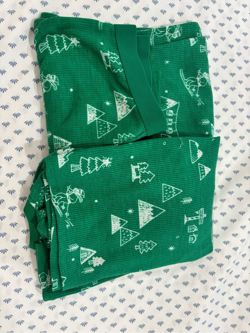 Kids Green Holiday Print Pajama Set XL